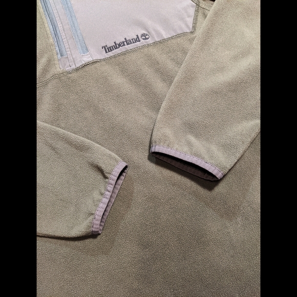 Timberland 1/2 Zip Green Men's Fleece Sweater | L - Picture 3 of 7